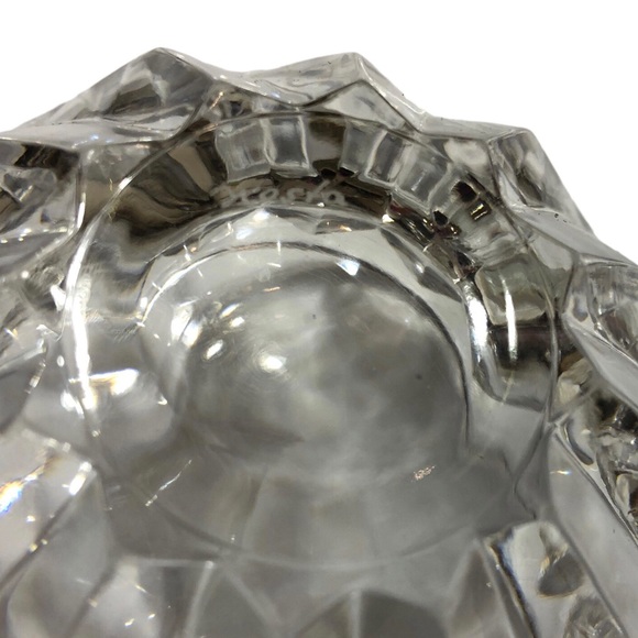 KOSTA BODA Bowl Crystal Leaf Pattern Clear Round Signed Swedish 1960s Signed - Picture 5 of 6
